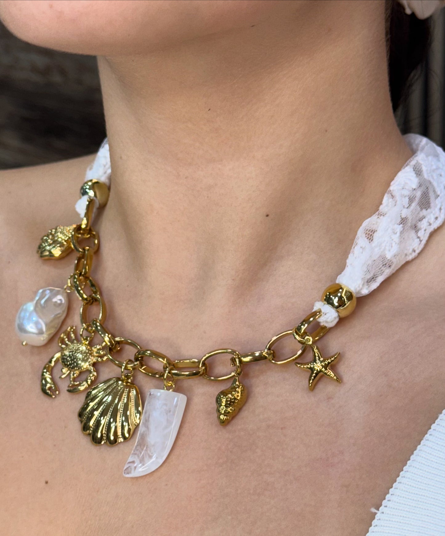 Lace charms necklace