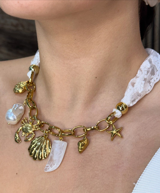 Lace charms necklace